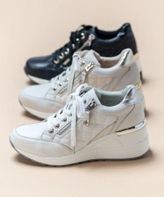 Dominic3 ヒールアップ サイドキルティング ジップスニーカー