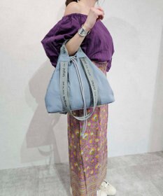 style code 【Ungrid/アングリッド】撥水.軽量ソフトナイロン　ロゴテープ 牛革ハンドル　2WAY 巾着トートバッグ