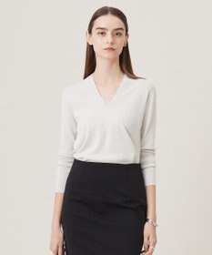 ICB 【洗える】 シンセティックフルニードル Vネックプルオーバー