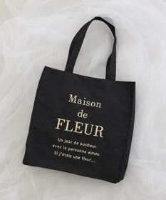 Maison de FLEUR リボンレースブランドロゴ刺繍スクエアトート