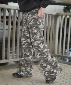 WEGO 【ウエストゴム】スーパーフレアカーゴパンツ