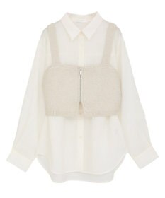 Green Parks ＳＥＴ２点ラメシャギービスチェ＋シャツ