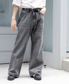 WEGO 【ユニセックス着用ITEM/SMLサイズ展開】デニムルーズフレアパンツ