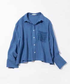 23区 LIBECOリネン ポケット刺繍 クロップドシャツ