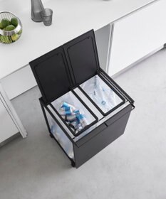 tower 蓋付き目隠し分別ダストワゴン タワー 45L 2分別 ブラック