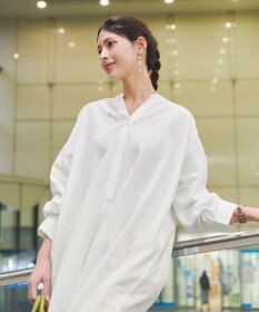 Tiaclasse 【洗える】リネンミックススキッパーシャツワンピース