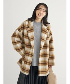 Green Parks ・ＥＬＥＮＣＡＲＥ　ＤＵＥ　シャギーチェックミドルコート