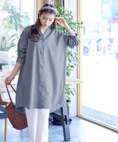 Tiaclasse 【洗える】リネンミックススキッパーシャツワンピース