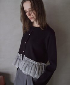 YECCA VECCA レースレイヤードラッフルカーディガン