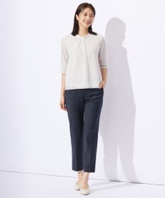 J.PRESS LADIES L シャドーストライプ ボウタイ風 カットソー