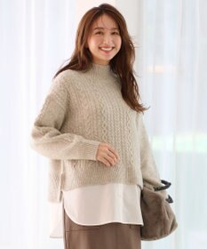 ANY 【洗濯機可能】シャツコンビケーブルニット