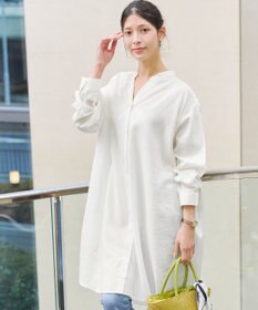 Tiaclasse 【洗える】リネンミックススキッパーシャツワンピース