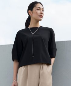 ICB シャツジーナプレーディング ランタンスリーブカットソー ブラック