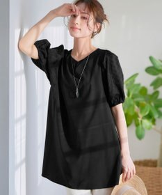 Tiaclasse 【2TYPE/総レース・袖レース】パンチングレースパフスリーブチュニックブラウス