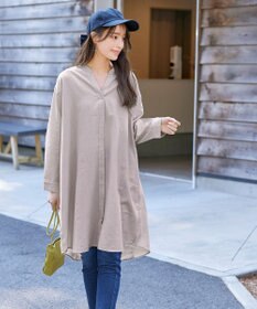 Tiaclasse 【洗える】リネンミックススキッパーシャツワンピース