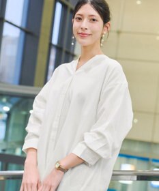 Tiaclasse 【洗える】リネンミックススキッパーシャツワンピース