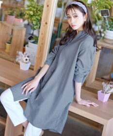 Tiaclasse 【洗える】リネンミックススキッパーシャツワンピース