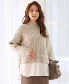 ANY 【洗濯機可能】シャツコンビケーブルニット