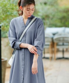 Tiaclasse 【洗える】リネンミックススキッパーシャツワンピース