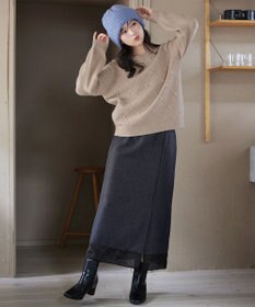 Tiaclasse ダイヤ柄パール付きニットプルオーバー