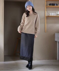 Tiaclasse ダイヤ柄パール付きニットプルオーバー