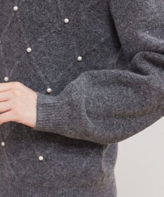 Tiaclasse ダイヤ柄パール付きニットプルオーバー