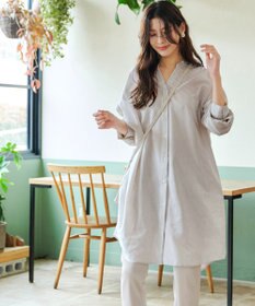 Tiaclasse 【洗える】リネンミックススキッパーシャツワンピース