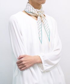 Marca ＜洗えるシルク＞ドット 菱形スカーフ Marcaオリジナル ウォッシャブルシルクローン