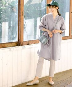 Tiaclasse 【洗える】リネンミックススキッパーシャツワンピース