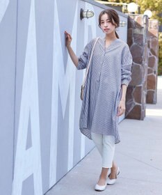 Tiaclasse 【洗える】リネンミックススキッパーシャツワンピース