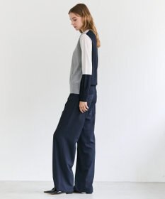 BEIGE， CHLOR / ウールシルク配色クルーネックニット