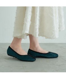 MODE ET JACOMO <carino>スクエアトゥ切り替えデザインフラットパンプス