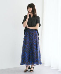 YECCA VECCA アート柄シアーロングスカート