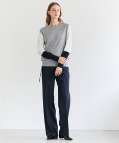 BEIGE， CHLOR / ウールシルク配色クルーネックニット