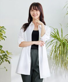 Tiaclasse 【洗える】フレアシャツチュニックブラウス