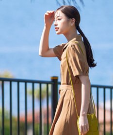 Tiaclasse 【洗える】開襟シャツワンピース