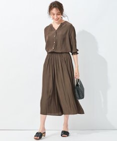 自由区 【セットアップ可/洗える】ブライトサテンライト ギャザーパンツ