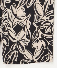 自由区 L 【カタログ掲載・ウエストゴム・洗える】モノトーンフラワープリントワイド パンツ