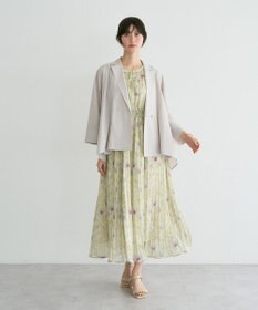 YECCA VECCA シアー花柄プリーツワンピース