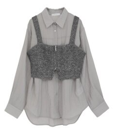 Green Parks ＳＥＴ２点ラメシャギービスチェ＋シャツ