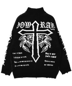 WEGO クロスダメージニットBIGブルゾン