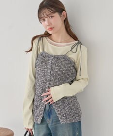 earth music&ecology 【予約】透かし編みニットキャミビスチェ