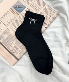 WEGO リボン刺繍アンクルパイルソックス