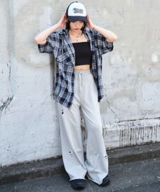 WEGO フードチェックBIGシャツ（S）