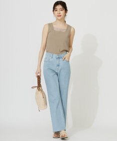 ANY SIS 【洗える】シアーコンビスクエアネック タンクトップ