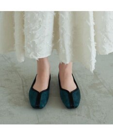 MODE ET JACOMO <carino>スクエアトゥ切り替えデザインフラットパンプス