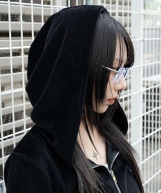 WEGO ベロアショートZIPパーカー