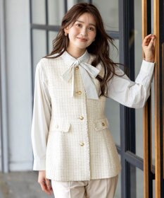 ANY SIS L ファンシーツイードペプラム ジレ