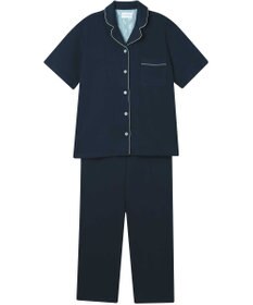 une nana cool 【綿混】ソフトコットンリブ 半袖開襟パジャマ MADE WITH LIBERTY FABRIC