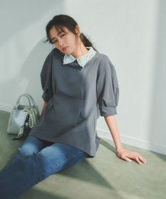 組曲 【2WAY】レース襟フレンチテリーフレア カットソー